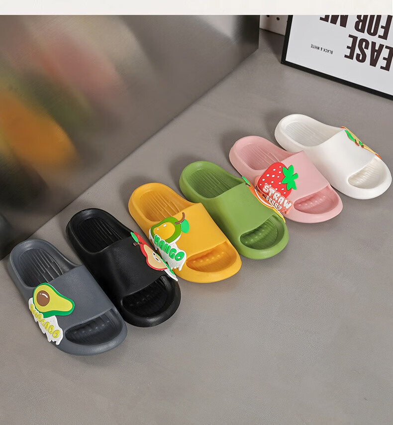 Huamei Jianbu Cartoon Fruit Couple Slippers Indoor Outdoor Bathroom Soft Sole Sandals HM33110 Gray Size 42-43 15