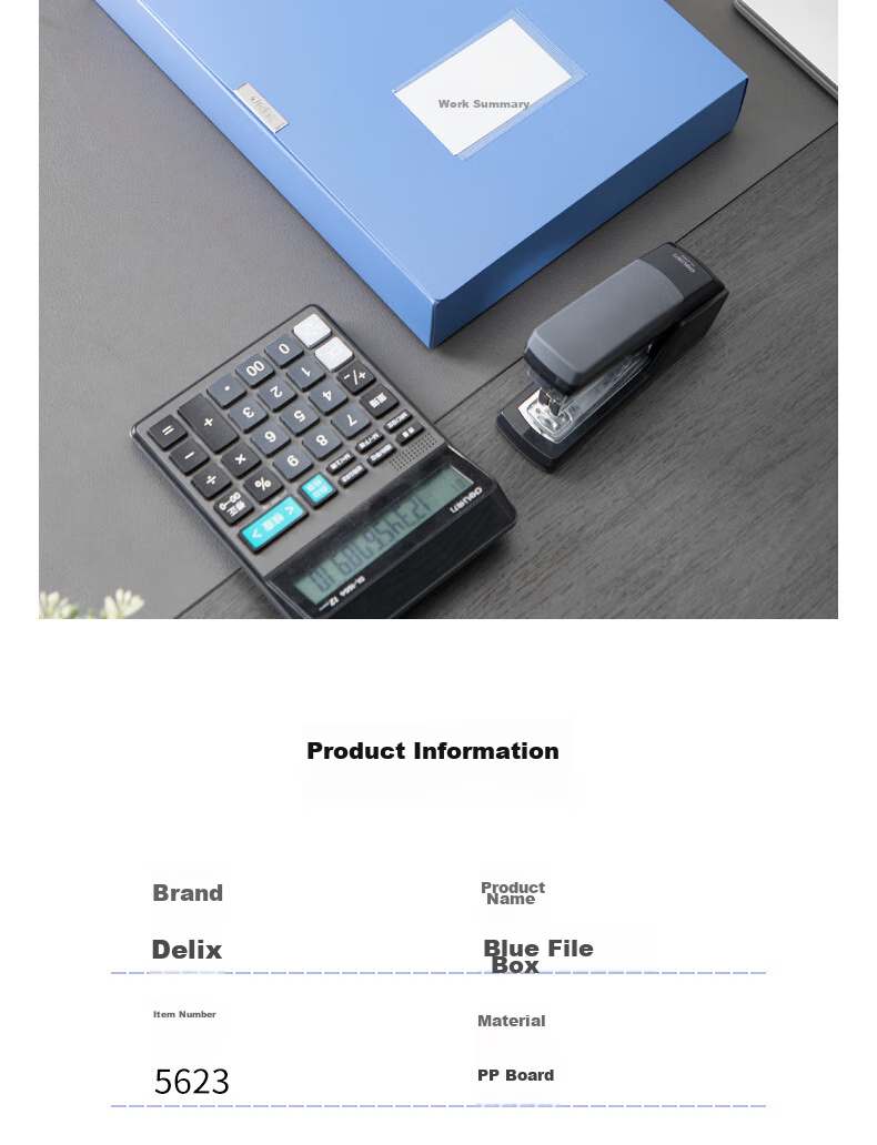 Deli 50mm A4 Plastic File Box, Thickened Accounting Archive Box Document Box File Box Financial Voucher Box Exam Storage 5623 14