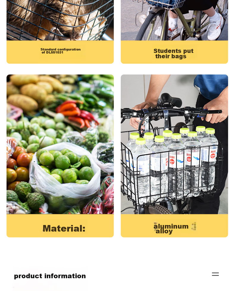 ROGTYO Bicycle Basket, Mountain Bike Front And Rear Basket, Thickened Folding Bike Basket, Bicycle Grocery Basket, Side Hanging Basket 3