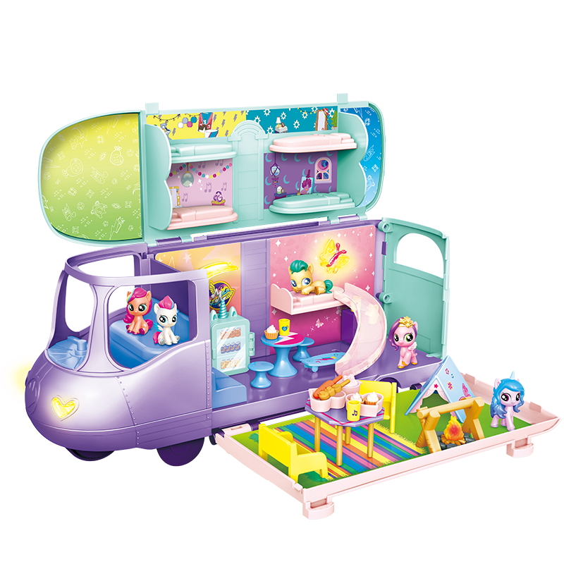 MY LITTLE PONY Toy Accessories, Magic Bus Large Set, Pretend Play Toys, Light-Up Transforming, Birthday Gift for Girls