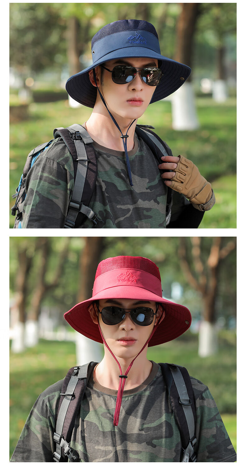 XUEXIMAN Men's Outdoor Fisherman Hat Foldable Sun Hat Fishing Cap for Men 15