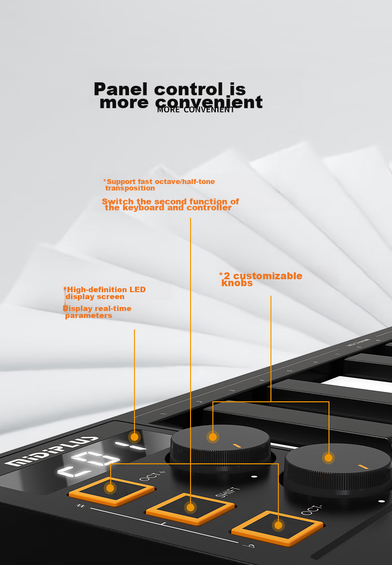 Midiplus V49 Key Wireless Bluetooth MINI Foldable Controller, Portable Electronic Music Composition MIDI Keyboard 8
