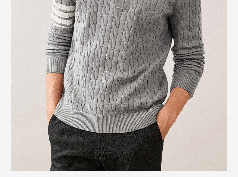 Navikail Italian Small Sailboat Antibacterial Warm Knit Sweater Men's Half-Zip Collar 1344044503 Gray XL/52 7