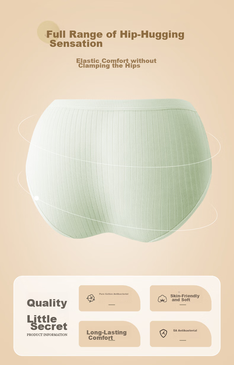 MiiOW Disposable Women's Underwear, Pure Cotton Crotch, No-Wash, Striped, Sterilized, for Pregnancy, Menstruation, Travel, Business Trips, White 8