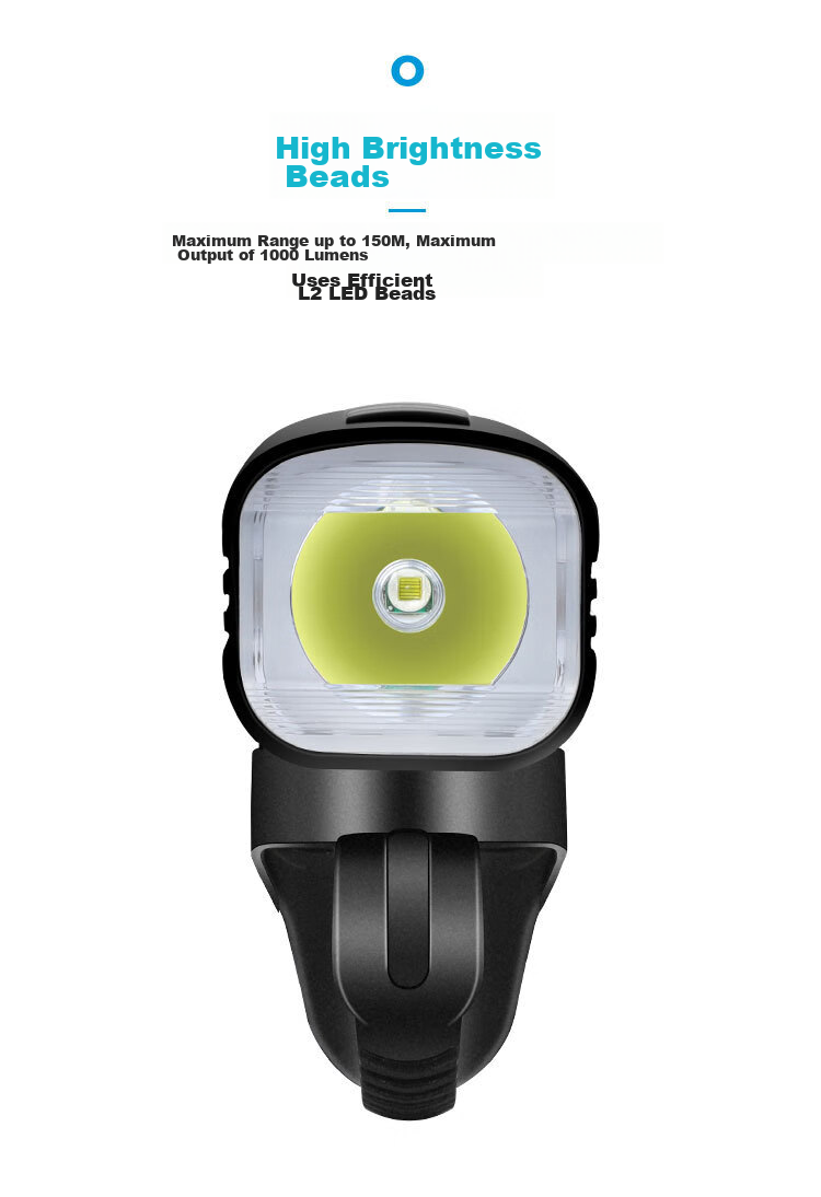 Move Iron Bicycle Light, Smart Sensor Front Light, Mountain Bike 1000 Lumens High Brightness Night Riding Light, Road Bike USB Rechargeable High-Intensity Flashlight, Cycling Equipment Accessories 4