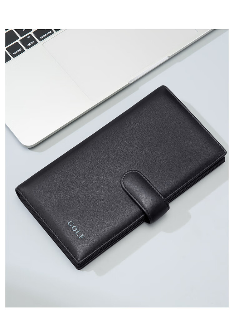 GOLF Card Holder for Men, Top-Grain Leather, Multi-Slot Large Capacity, Bank Card Pouch, Anti-Theft Long Wallet, ID Holder, Business Money Clip, 5V718394J Black 19