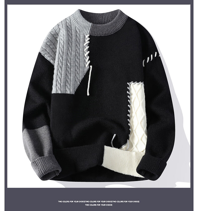 NASA MARVEL Knitted Sweater Autumn Winter Fleece Lined Casual Crewneck Trendy Warm Thick Knitwear Black Fleece Lined 3XL 3