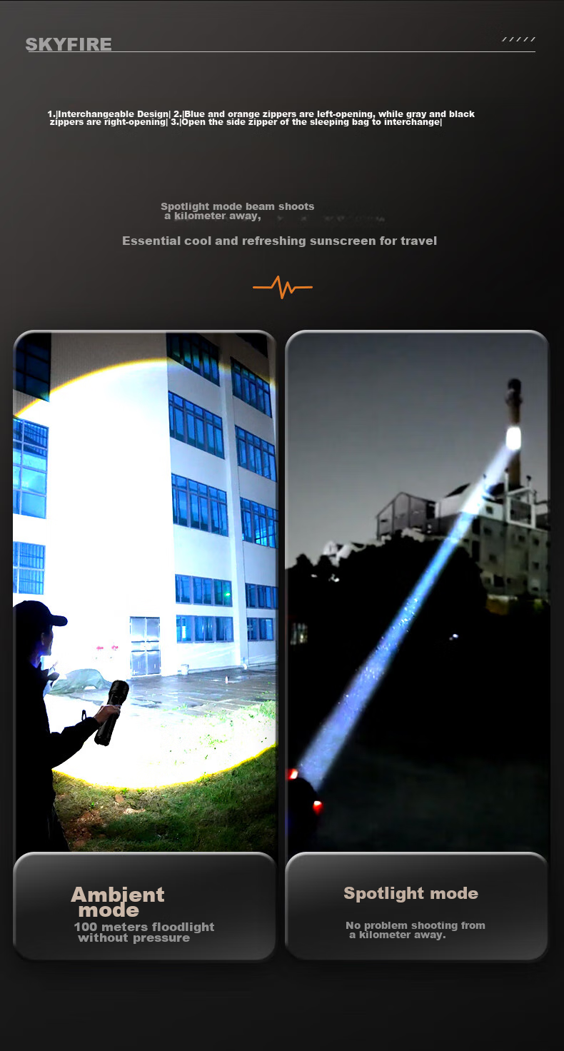 SkyFire Flashlight: High Brightness, Zoomable, Long-Lasting Battery Life, Long-Range Illumination, Laser Outdoor Light with 40000mAh Capacity 25
