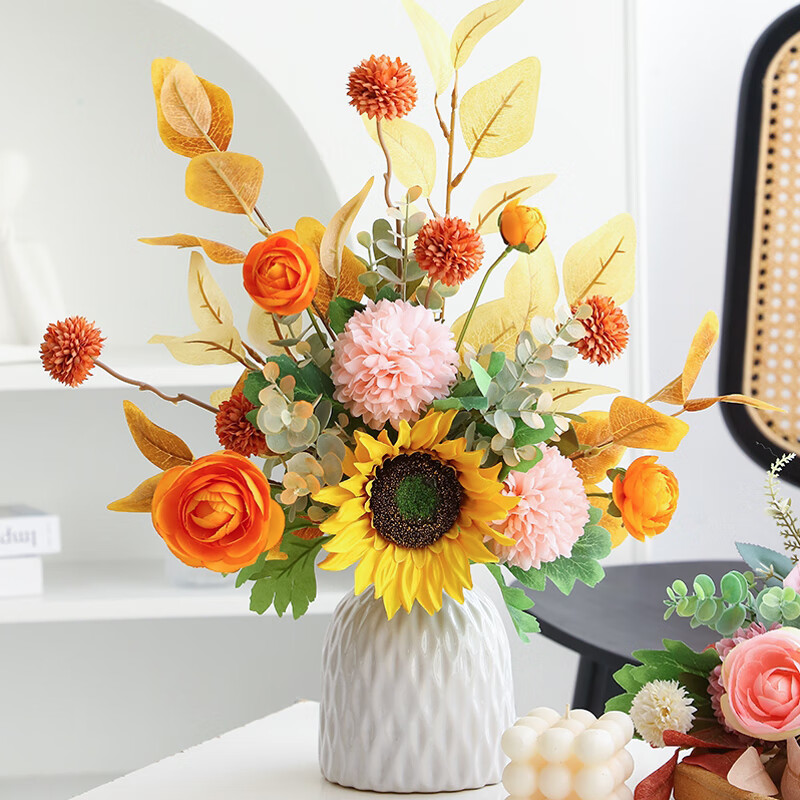 SUGER LOVE Artificial Flowers Spring Letter European Style Vase Set TV Cabinet Decoration Living Room Plastic Flowers