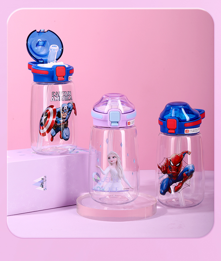 Disney Kids Water Bottle Summer Baby Donut Kindergarten Primary School Straw Cup Minnie 450ml 14