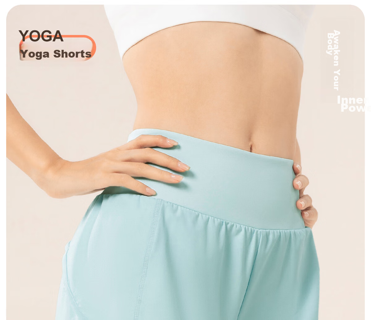 361° Sports Fitness Yoga Shorts, Lightweight Summer Style, Anti-Exposure, Fake Two-Piece Design, Running Sports Breathable Shorts for Outdoor Wear 4