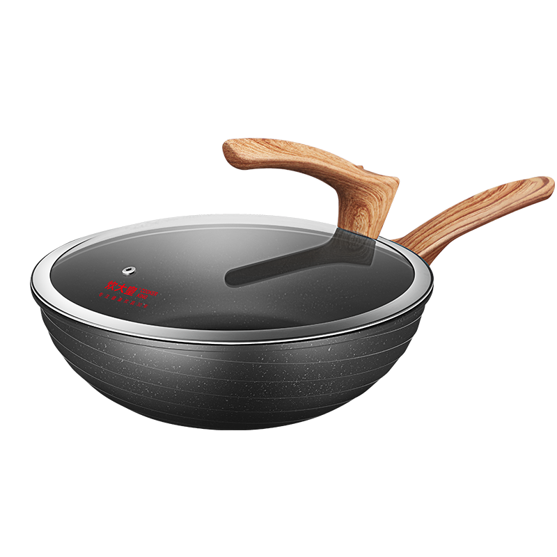 COOKER KING Non-Stick Wok, Maifanshi Color, Household Stir-Fry Pan, 30cm, Compatible with Induction Cookers, Obsidian Stone, C30JD1