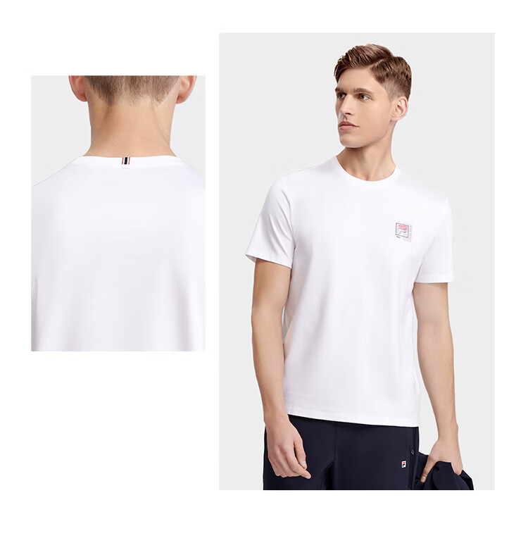 FILA Official Men's Short Sleeve T-Shirt Summer Simple Crew Neck Business Casual Commuter Tee 9