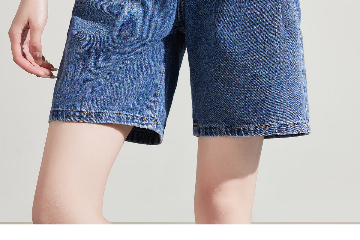 Halo Queen Women's Denim Shorts, Summer A-Line, Contrasting Colors, Slimming, Retro Hot Pants, High-Waisted, Leg-Lengthening, H52N030 18