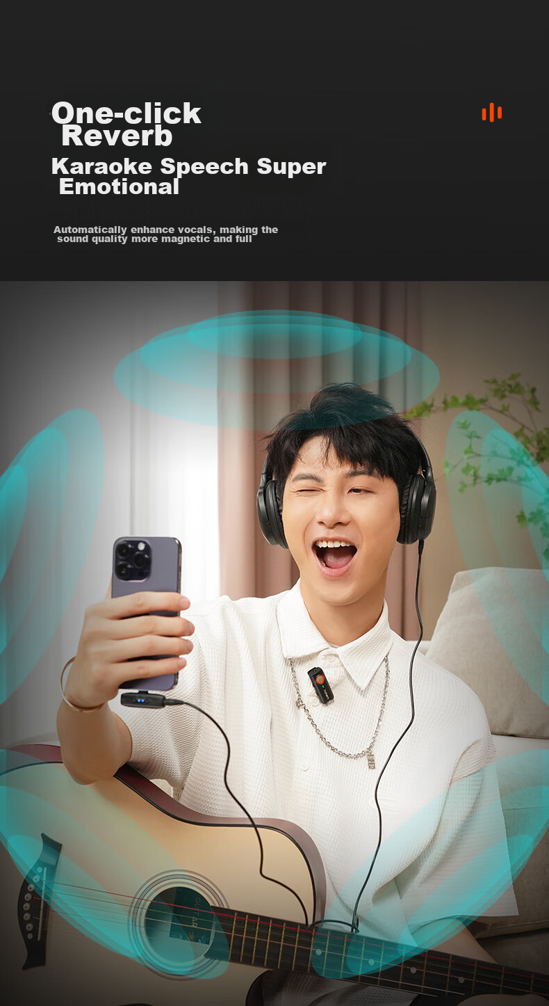 Hohem Mic01 Wireless Microphone, Clip-On Microphone for Live Streaming, Audio Pickup Device for Mobile Phones, Streamer Equipment, Douyin Short Video Recording, Noise Reduction Camera, Compatible with Apple 16 And Android 24