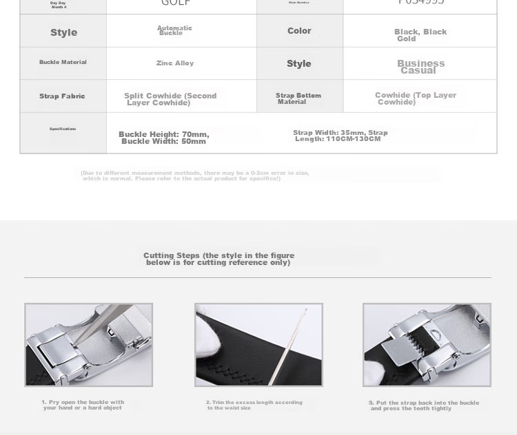 GOLF Men's Belt with Automatic Buckle, Double-Sided Cowhide Waistband, G-Buckle Letter Trouser Belt, Gift Box Packaging, Birthday Present for Boyfriend 7
