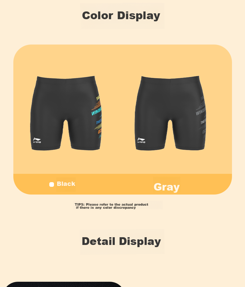 Li-Ning Children's Swim Trunks, Boys' Professional Swimming Training Knee-Length Breathable Quick-Dry Swim Shorts, 109 Black-Gray, Size 140 16