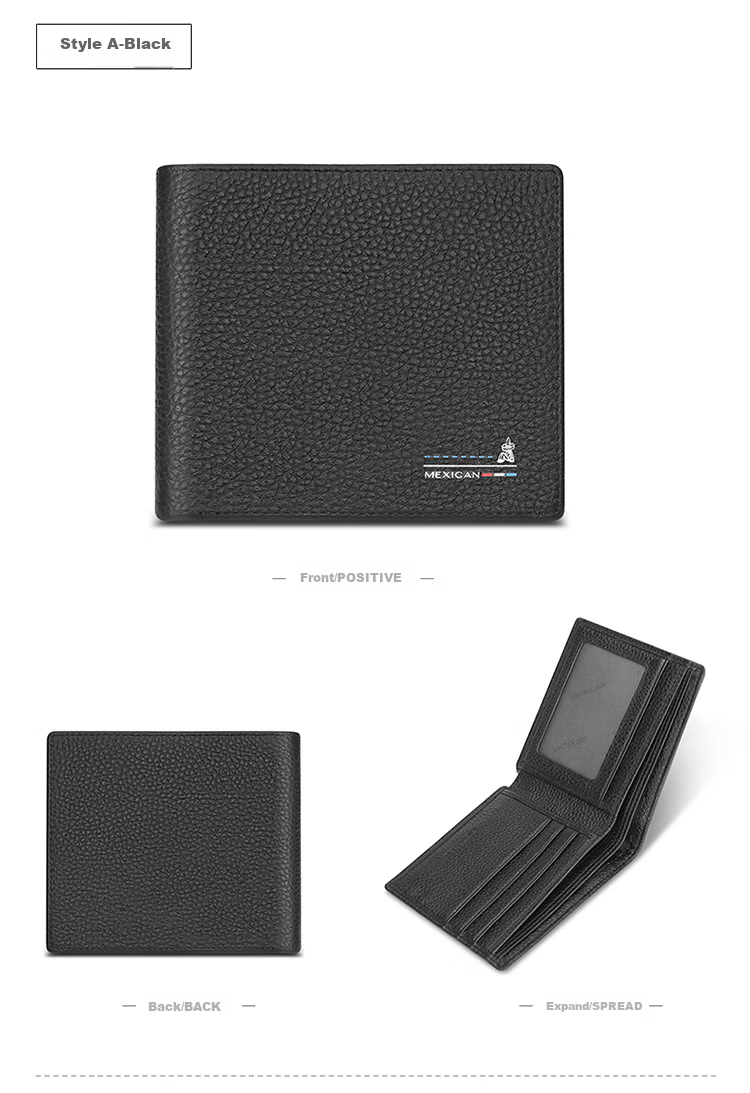 MEXICAN Genuine Top-Grain Leather Horizontal Business Short Wallet, Fashionable Multi-Card Slots Money Clip, Birthday Gift for Me 12
