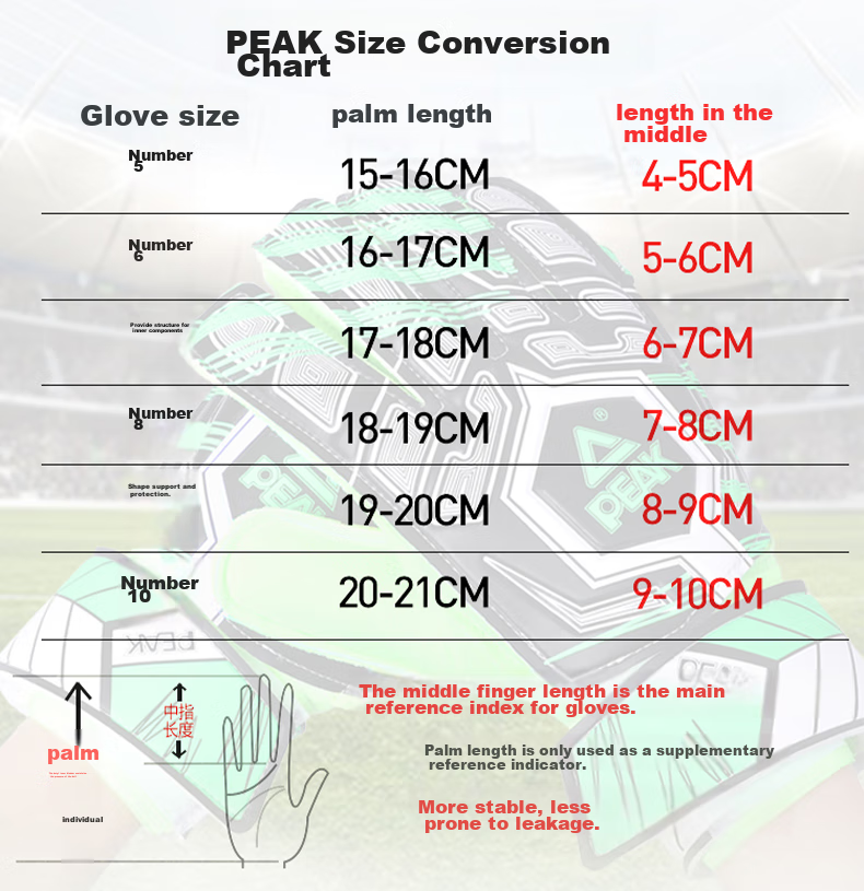 PEAK Goalkeeper Gloves with Finger Protection, Natural Latex, Non-Slip, Wear-Resistant, Shock-Absorbing, Professional Training Gloves for Adults And Children, Soccer Goalie Equipment, Orange, Size 10 5