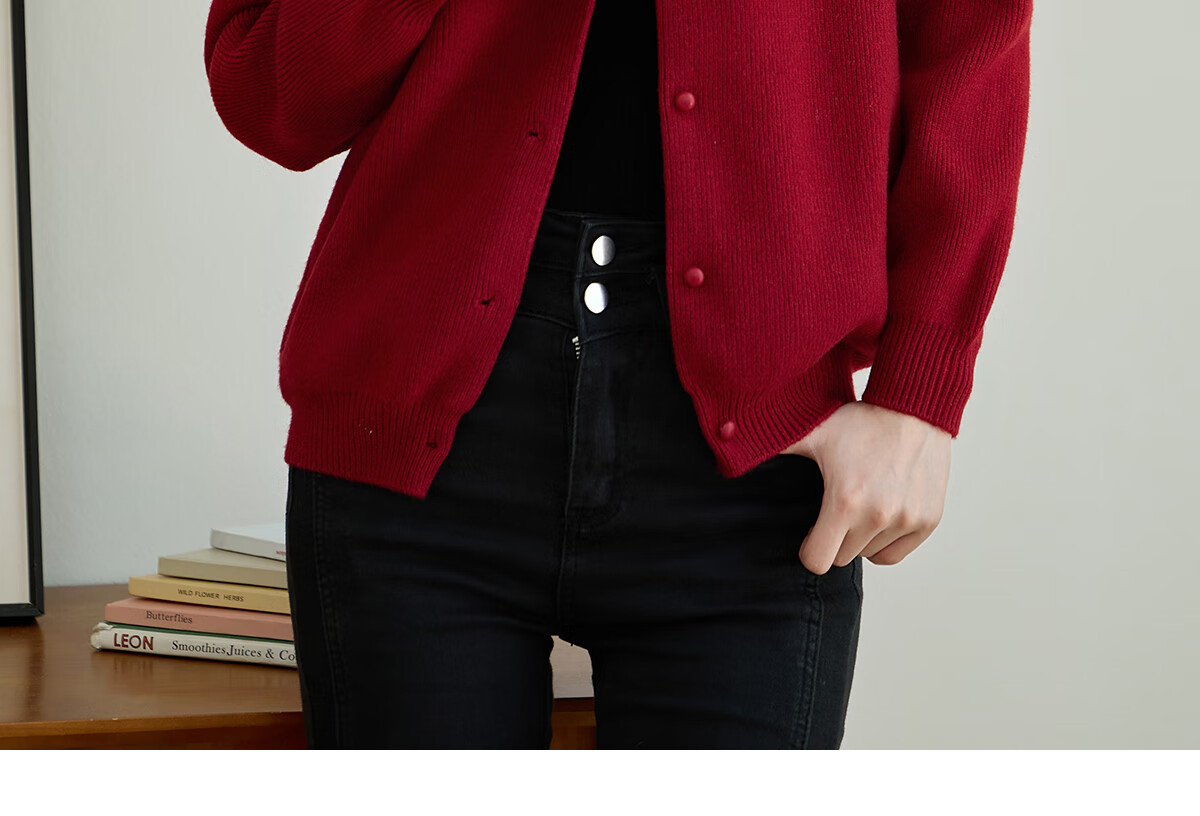 Taxiang Knitted Cardigan for Women, New Year Outfit, Red Sweater Coat with Sequins And Embroidery, Women's Cardigan Top T143Z3012 21