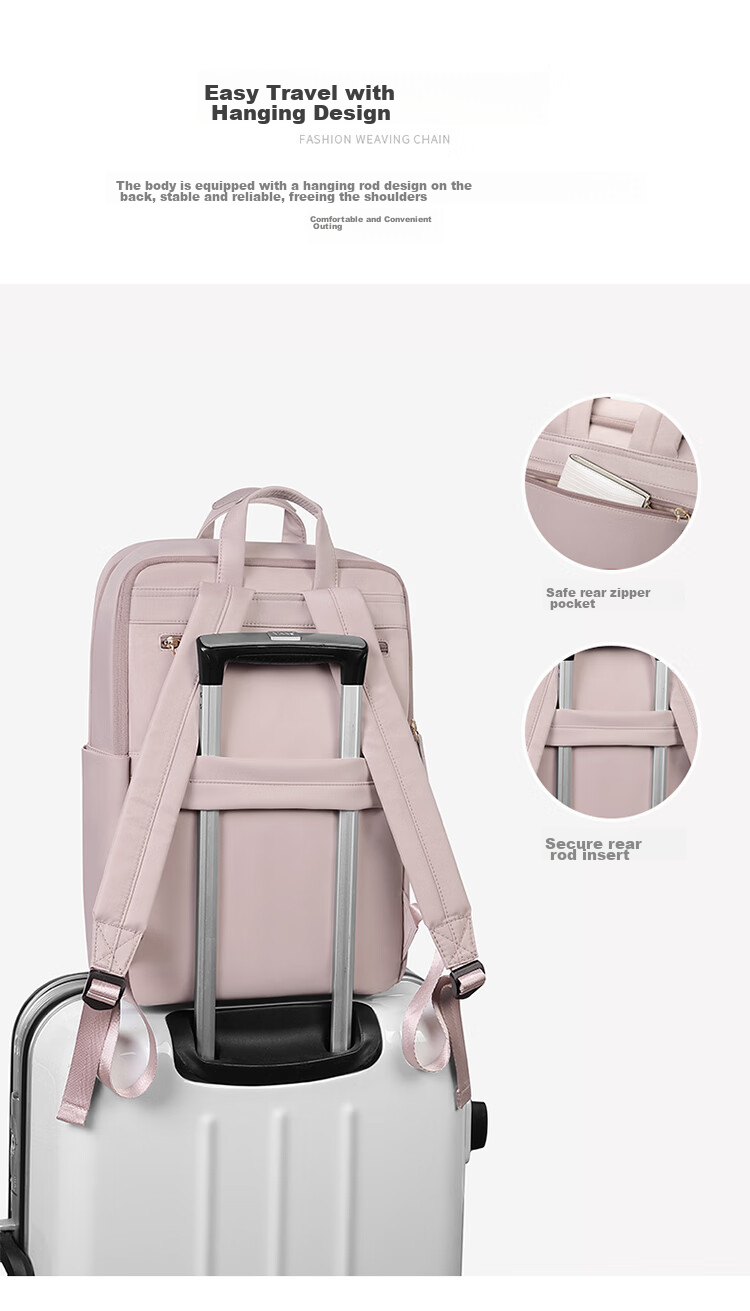 GOLF Backpack for Women, 14/15.6-Inch Apple Laptop Hidden Handheld Computer Bag, Women's Schoolbag, Business Travel 16