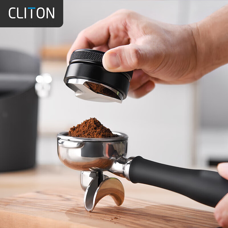 CLITON Three-Leaf Coffee Tamper, 304 Stainless Steel Three-Ply Tamping Hammer, Espresso Machine Tamper, Large Size 58mm