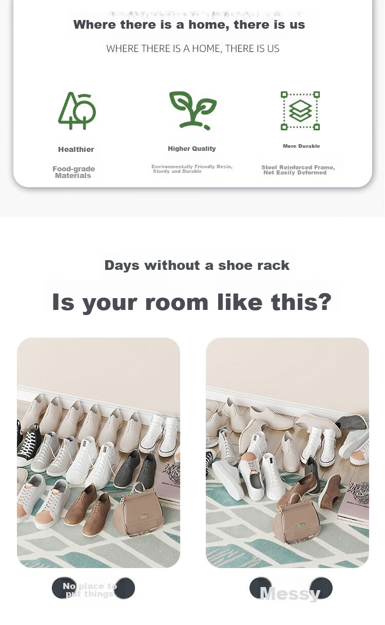 Anerya Shoe Cabinet Entryway Simple Storage Unit, Ultra-Thin Dormitory Shoe Rack, Multi-Layer Home Use, 9-Tier Dark Tea Color 1
