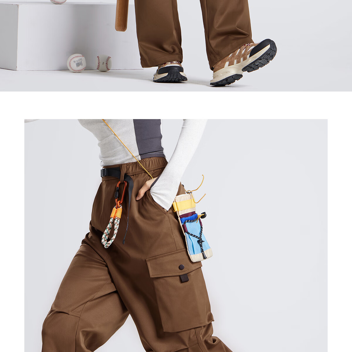CAMEL Men's Cargo Pants, Wide-Leg Style, Wang Junkai's Same Style, Spring And Summer Soft Shell Straight-Leg Casual Trousers M14CAWI644 31