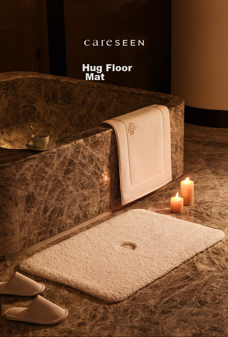 Canasin [Hug Floor Mat], Hotel Bathroom Non-Slip Mat, Bathroom Pure Cotton High-Quality Absorbent Foot Mat, White 60*90cm 1