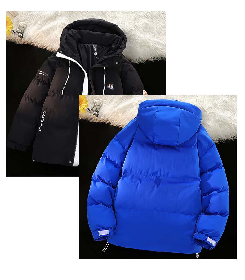 NASA MARVEL Cotton Jacket for Men, Winter Coat, Thickened Trendy Puffer Jacket, Sports Couple Style Cotton Padded Coat, White, 2XL 15