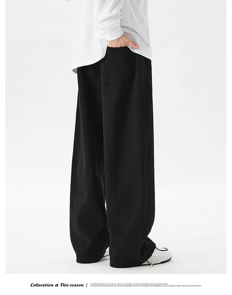 Dingfengbaoluo American-Style Trendy Casual Pants for Men, Spring And Summer Comfortable Straight-Leg Wide-Leg Trousers, Loose-Fit Sweatpants DFK17 Dark Gray M 14