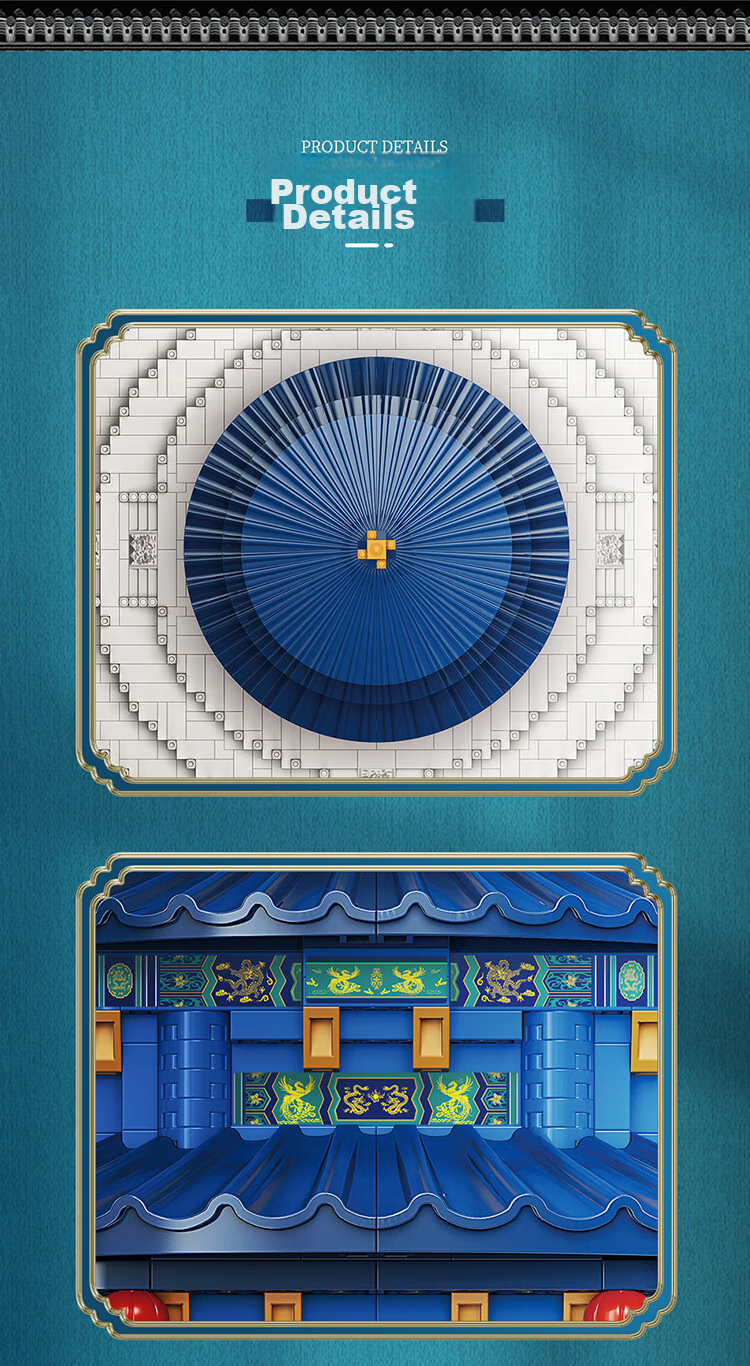Moyuwenhua Micro-Particle Building Blocks, Chinese National Trend Temple of Heaven Praying Hall Ancient-Style Architecture Model Ornament, Children's Toy Gift 7