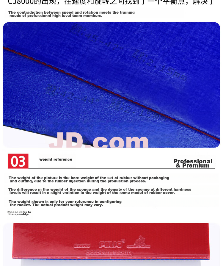Palio CJ8000 Table Tennis Rubber Paddle Reverse Rubber Blue Sponge 45-47 Degree Red 4