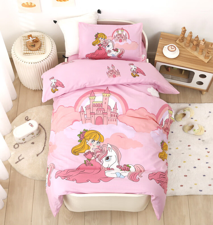 9I9 Children's Pure Cotton Duvet Cover, Baby Bedding Set, Kindergarten Bedding, Class A Nap Supplies, A85 Pink, 150*120 13
