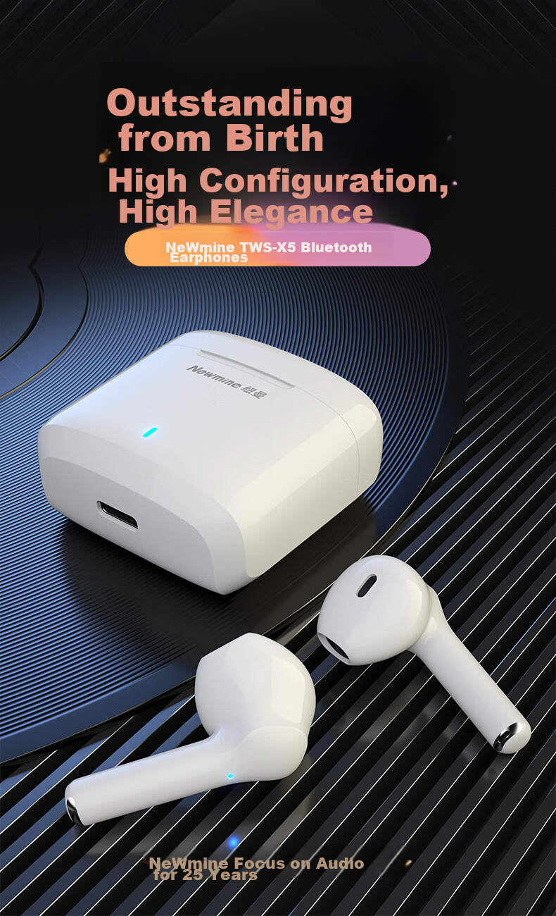 Newmine X9Pro Active Noise Cancelling In-Ear True Wireless Bluetooth Earphones High-Quality Sound Long Battery Life 25 Years New Model Top 10 Compatible with Apple Huawei Xiaomi Black 3