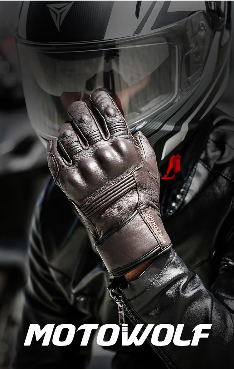 MOTOWOLF Motorcycle Gloves Riding Gloves Anti-Fall Genuine Sheepskin Summer Breathable Motorbike Off-Road Full Finger Unisex Four Seasons 6