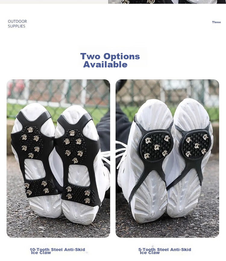 Dipuer Ice Claw Non-Slip Shoe Covers with 10 Teeth, Snow Anti-Slip Cleats, Snow Covers with Cleats, Outdoor Ice Grip Foot Covers, Size 40-45 11