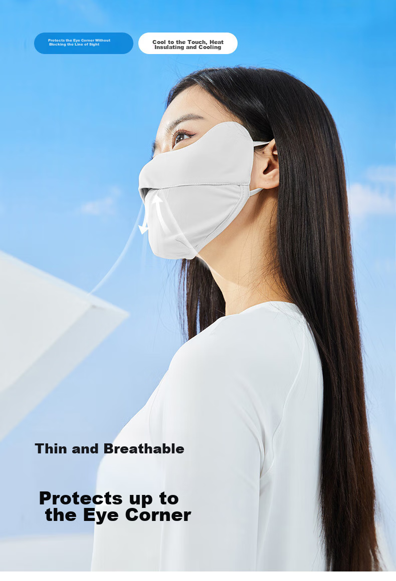 JOYTOUR Sun Protection Face Mask, UV-Resistant Face Mask, Ice Silk Thin Breathable Open Sun Visor Face Mask, Black 1