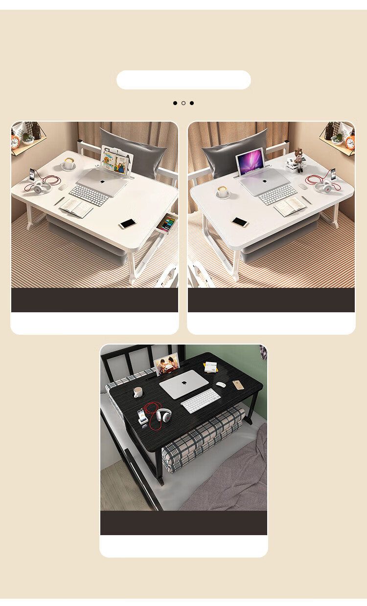 Huakaizhixing Bedside Table, Laptop Desk, Study Desk, Writing Desk, BGZ698 Black, 70*48 5