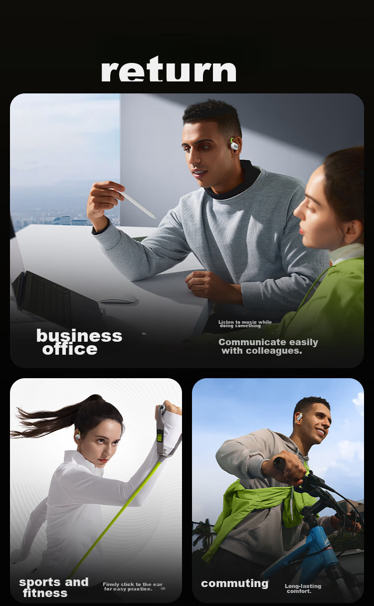BASEUS Eli Open-Ear Bluetooth Headphones, Over-Ear Style, Not In-Ear, Sports Running Call Noise Reduction High-End Wireless Earphones Compatible with Huawei Xiaomi, Gree 5
