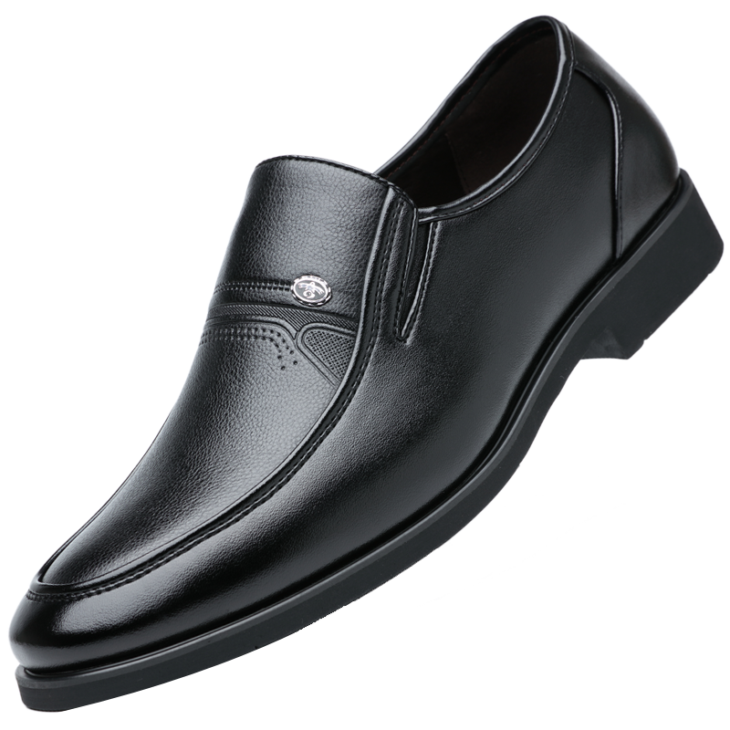 Poitulas Men's Slip-On Business Casual Shoes, Lightweight Formal Shoes for Weddings, Style 1805, Black, Size 45