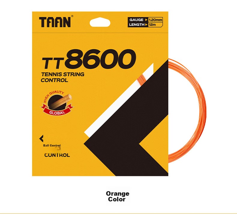 Taan Tennis String, Hard String, Powerful Control, High Elasticity, Durable, TT8600s Hexagonal Power, Black, 12M, Single Pack 7