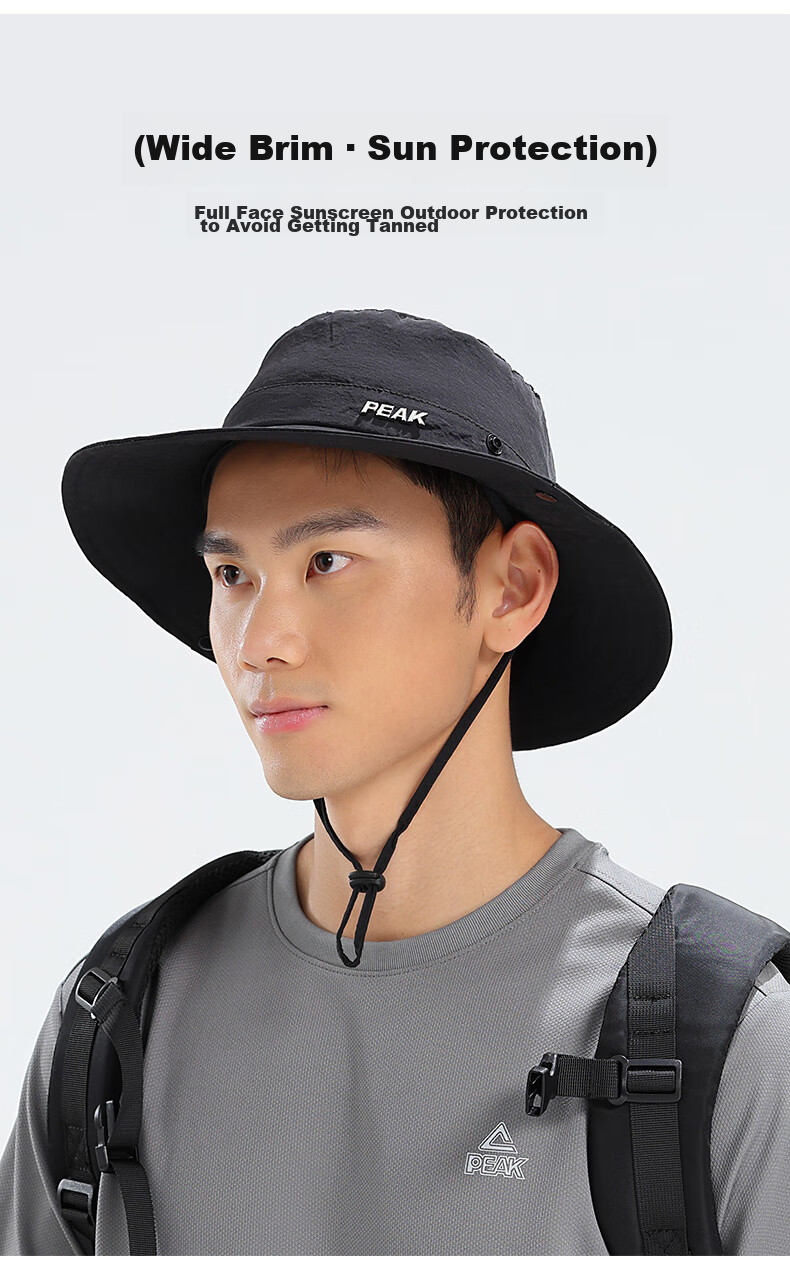 Pike Fishing Hat for Men And Women, Summer Lightweight Large Size Sun Protection Face-Covering Wide Brim Hat, Dark Gray 3