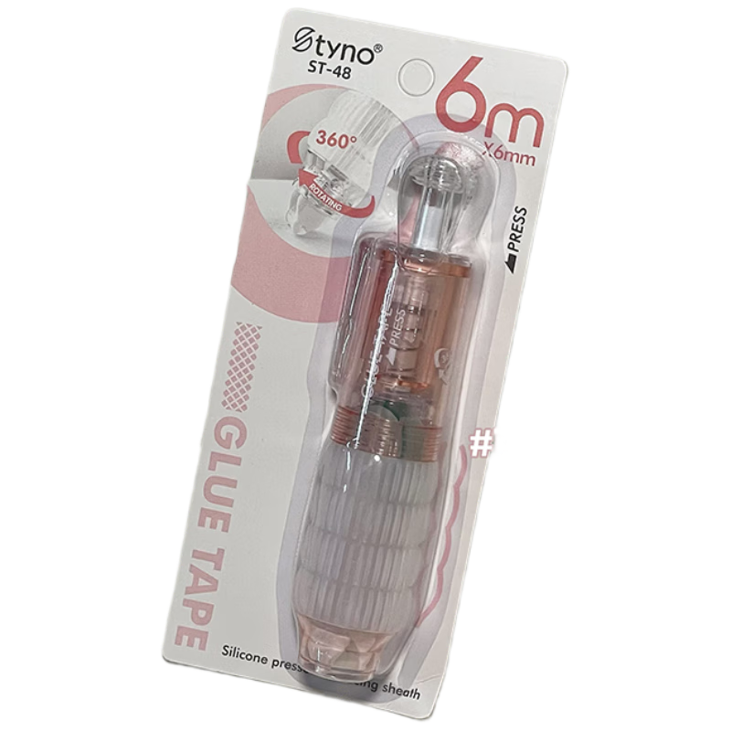 Shaonianban Dotted Adhesive Pen, Retractable High-Quality Dotted Glue Pen, Correction Tape-Style Strong Dot-Shaped Double-Sided Tape, Large Capacity, High Viscosity, Elementary School Student Planner, Guava Pink