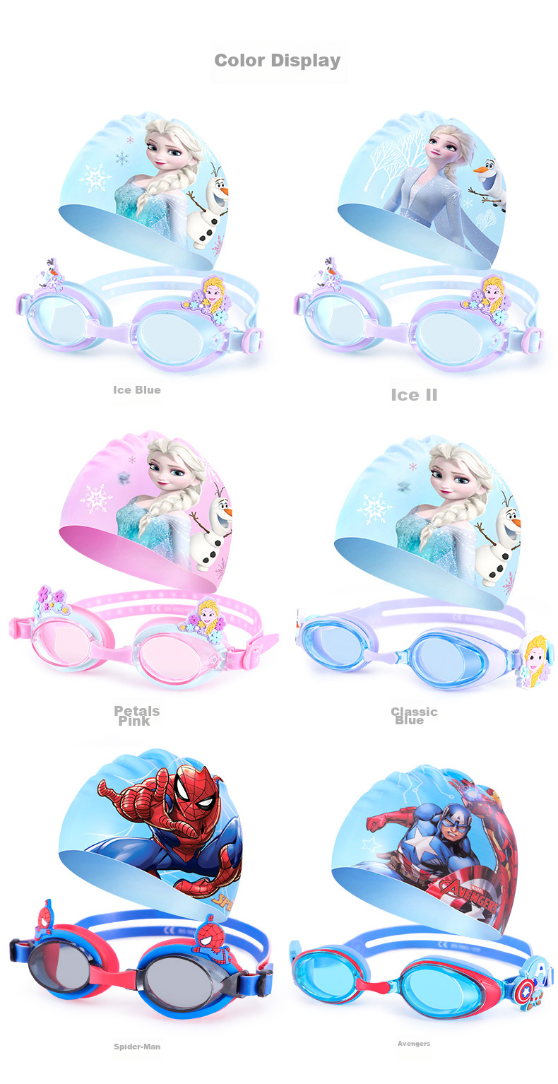 Disney Children's Swimming Goggles for Girls, Silicone Waterproof Anti-Fog High-Definition Professional Training Swim Goggles EA20302-Q Ice Blue 1