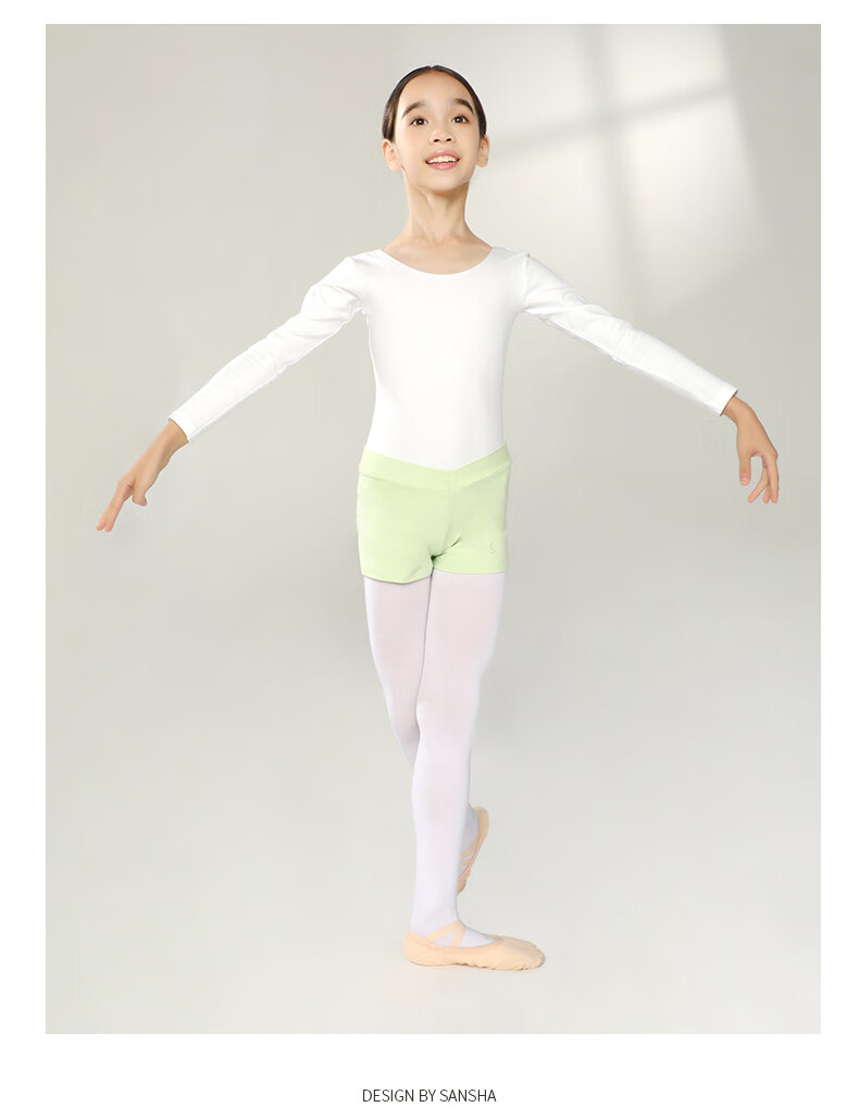 Sansha Children's Sports Dance Shorts for Girls, Tight-Fitting Practice Yoga Pants, Anti-Exposure Fitness Pants, Black, XXL 12