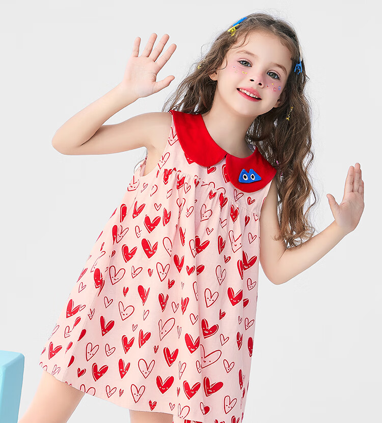 Mini Wooden House Children's Dress Summer Girls Cute Doll Collar Short Sleeve Dress Breathable Black Little Rabbit 130 1