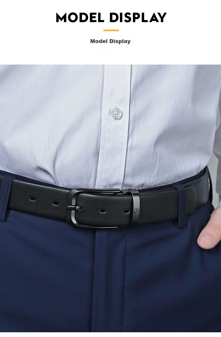 Goldlion Men's Belt with Pin Buckle, Top-Grain Leather Trouser Belt in Gift Box, Birthday Present 12
