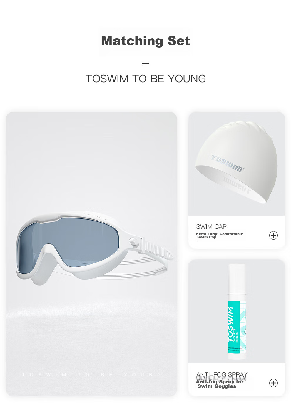 TOSWIM Swimming Goggles for Women And Men, Large Frame Waterproof Swim Glasses, High-Definition Anti-Fog Protective Swimming Eyewear, Beiji Shuiyu 10