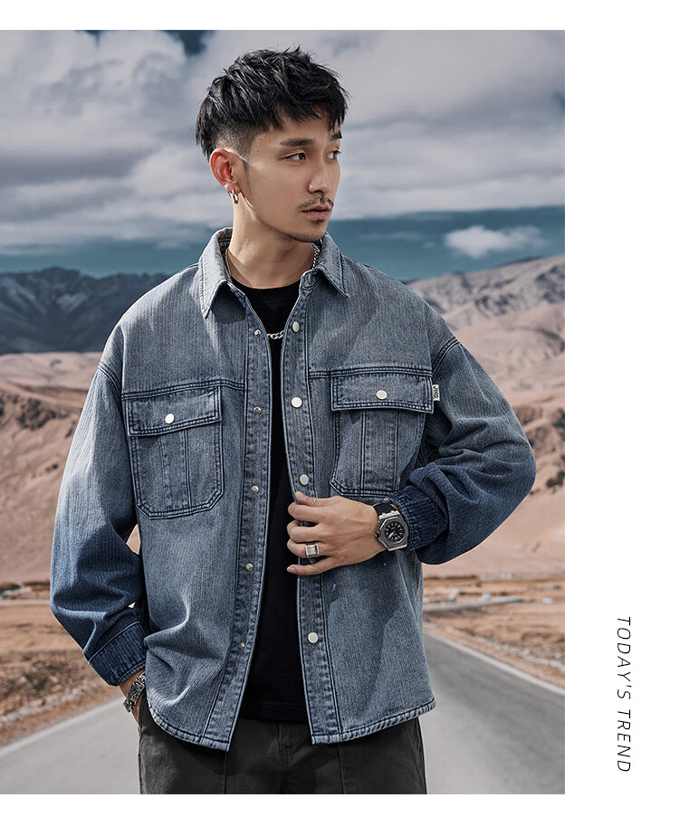 JEEP Classic Men's Denim Jacket, 2026 Autumn Fashion, Large Pockets, High-End Denim Coat, Casual Long-Sleeve for Me 7